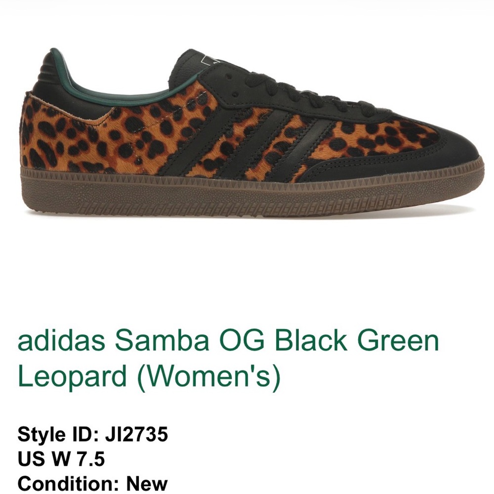 Adidas Samba OG Black Green Leopard Cheetah Women's Sneakers